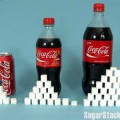 La cantidad de azúcar en los alimentos, ilustrado visualmente