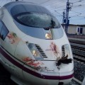 Impresionante impacto de un ave en un AVE (un tren Velaro Madrid - Barcelona)
