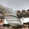 Ekranoplano abandonado a orillas del mar Caspio