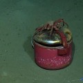 Una cacerola abandonada en el fondo del mar
