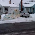 Épica escultura de nieve de Jabba el Hutt