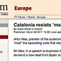 Financial Times se hace eco del déficit catalán