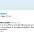 El alcalde de Elche, Alejandro Soler, se jalea a sí mismo en Twitter