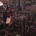 Pancarta Voladora #StopDespidosHP ante los cien mil asistentes al pregón de las Fiestas del Pilar