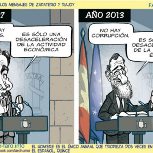 ZP, 2007: "No hay crisis". Rajoy, 2013: "No hay corrupción"