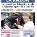 Portada de "La rasón" sobre el incidente de esperanza aguirre (humor)