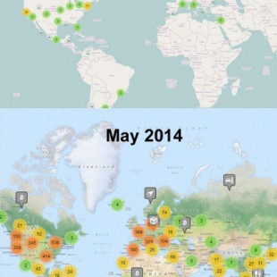 Bitcoin en mayo 2013 y mayo de 2014
