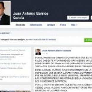 Un alcalde del PP presume por Facebook de haber avisado a sus vecinos de una inspección laboral