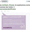 Respuesta de Podemos a un tweet de Albert Rivera