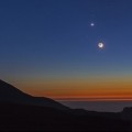 La Luna, Venus, Júpiter y el volcán Teide (Tenerife, España)