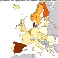Porcentaje de población con baja o nula formación que pide cita en el médico vía Internet. Mapa por país de la UE