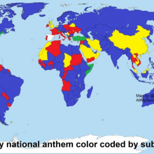 Mapa coloreado según el tema de cada himno nacional [ENG]