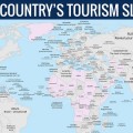 Mapa con el eslogan turístico de todos los países del mundo