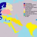 Mapa que muestra el nombre de la sífilis en los países de Europa antes de adoptarse un nombre oficial [ENG]