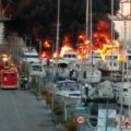 Seis barcos hundidos en el incendio del Port Fòrum de Barcelona