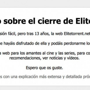 La web de torrents EliteTorrent cierra para siempre tras 13 años online