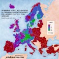 Número de solicitudes de patente en la Oficina Europea de Patentes por millon de habitantes