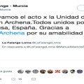 Críticas a una alcaldesa del PP por su respuesta a este tuit de La Falange