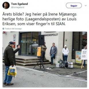Un noruego hijo de refugiados españoles hace una peineta a un grupo neonazi y se vuelve viral
