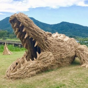 Bestias de paja y arroz invaden los campos japoneses