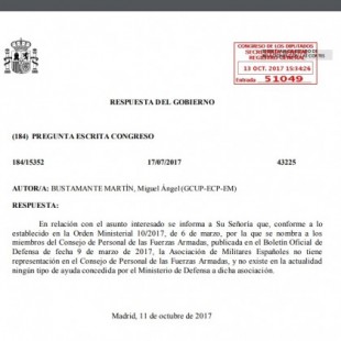 Defensa admite que mintió sobre sus ayudas a la asociación de militares franquistas