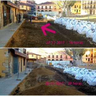 Las obras de la Plaza del Grano en León desentierran nuevos restos arqueológicos y los tapan en horas
