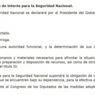 "Situación de Interés para la Seguridad Nacional" lo dictará M. Rajoy. Sin control parlamentario