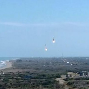 Vídeo de un aficionado con el aterrizaje doble del Falcon Heavy Booster -  con doble boom sónico
