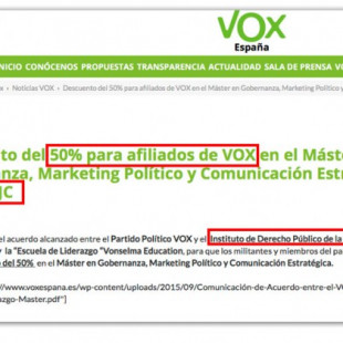 Universidad Rey Juan Carlos: El “chollo” de la URJC: un máster con “descuento del 50% para afiliados de VOX”