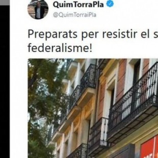 El día que Quim Torra acudió a la sede del PSOE para apoyar a Pedro Sánchez