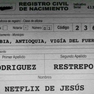 Registran a un bebé en Colombia como Netflix de Jesús