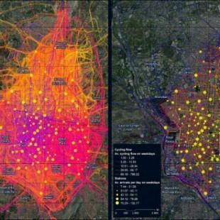 250.000 rutas GPS de BiciMad comprimidas en forma de «pulso de la ciudad» en un vídeo de un solo día