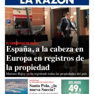 La Razón sigue elogiando el trabajo de Mariano Rajoy pese a que ahora es registrador de la propiedad