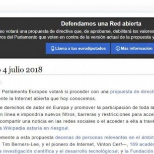 Wikipedia en español cierra temporalmente en protesta por la directiva de copyright que negocia la UE