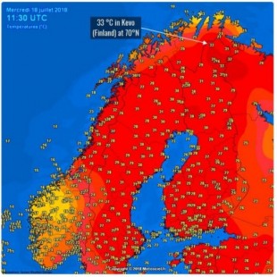 Ola de calor, sequía e incendios en Escandinavia: 32,5 ºC en el Círculo Polar Ártico