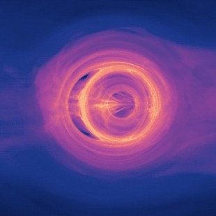 Nueva simulación ilustra cómo se unen dos agujeros negros supermasivos (ING)