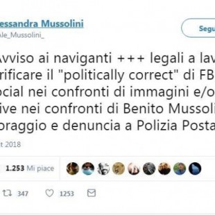 Alessandra Mussolini: «Denunciaré en la red a quienes insultan a mi abuelo Benito»
