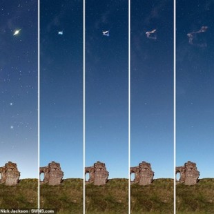 Momento en el que un meteorito explota en el cielo nocturno sobre un castillo del siglo XIII [ING]