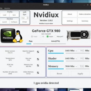 Nvidiux: Software de overclocking y underclocking  de la GPU Nvidia para Linux  (ENG)