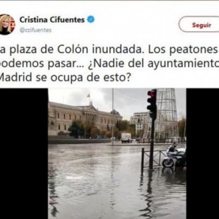 Cifuentes, contra el Ayuntamiento de Madrid por una inundación que es competencia del gobierno regional