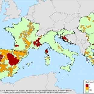 Áreas de baja densidad en el sur de Europa