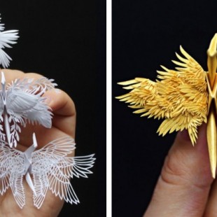 Cristian Marianciuc, el artista crea grullas de papel extraordinariamente detalladas