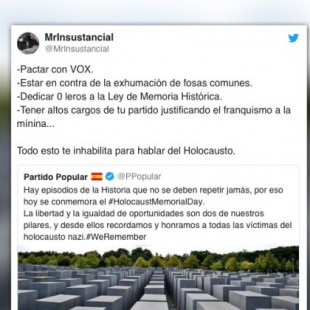 La “memoria histórica selectiva” del PP, al descubierto en un mensaje de Twitter 