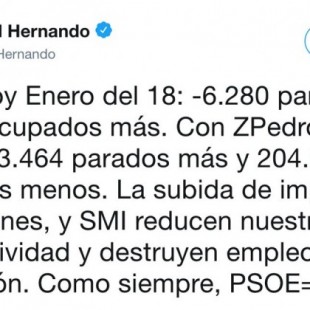 Los datos falsos del paro publicados por Rafael Hernando
