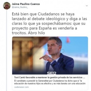 "El proyecto de Ciudadanos es vender España a trocitos": el hilo que demuestra que la sanidad privada es peor