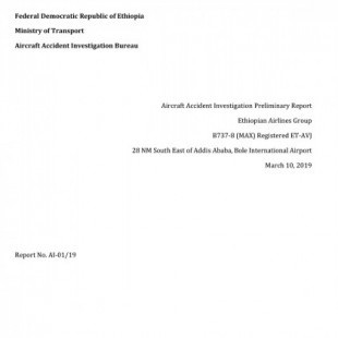 Publicado el informe preliminar del accidente del Boeing 737 MAX de Ethiopian Airlines