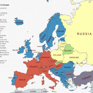 Mapa del doblaje o subtitulado de películas y series en Europa