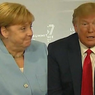 Angela Merkel se ríe cuando Trump dice que tiene sangre alemana