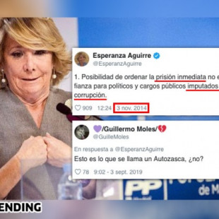 Esperanza Aguirre debería ir a prisión sin fianza según sus propias palabras en 2014