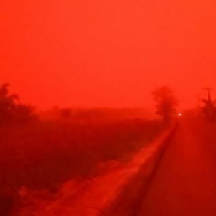 El cielo se ha tornado de color rojo intenso en Indonesia debido a la quema de la selva
